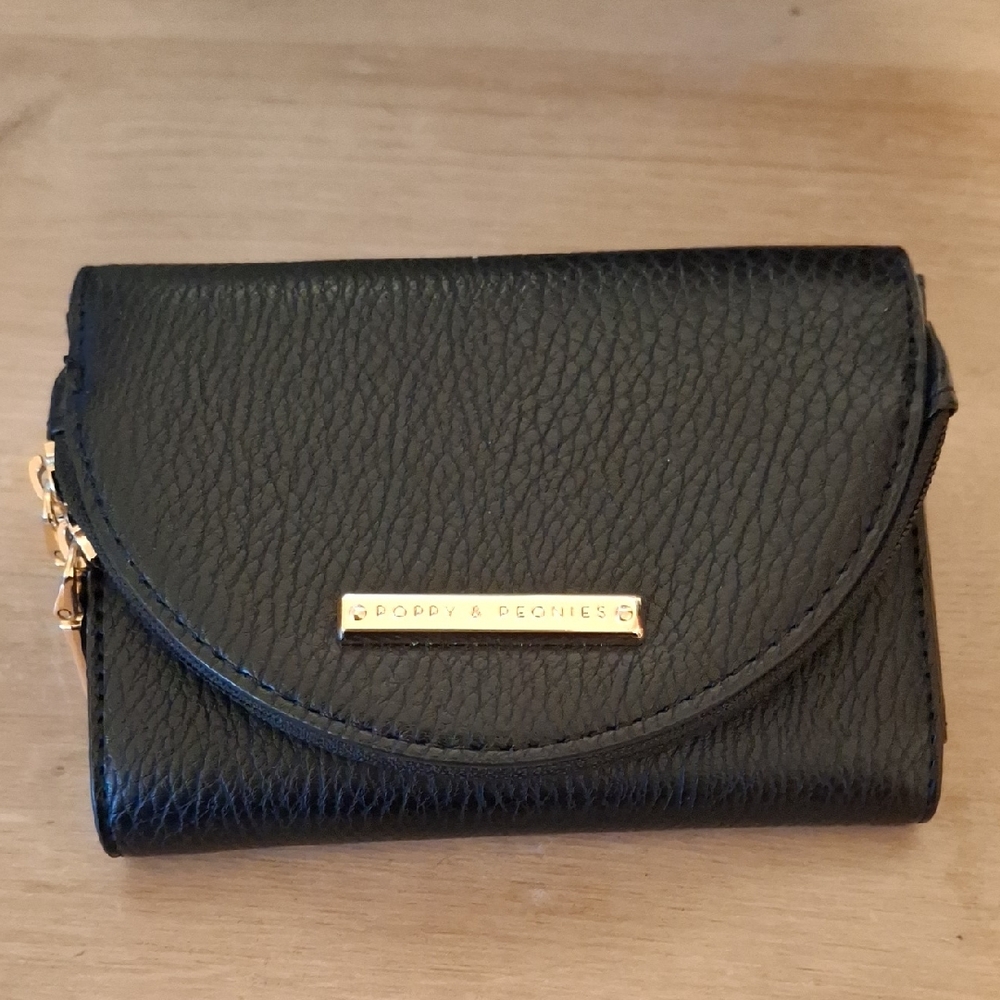Poppy & Peonies Black Wallet